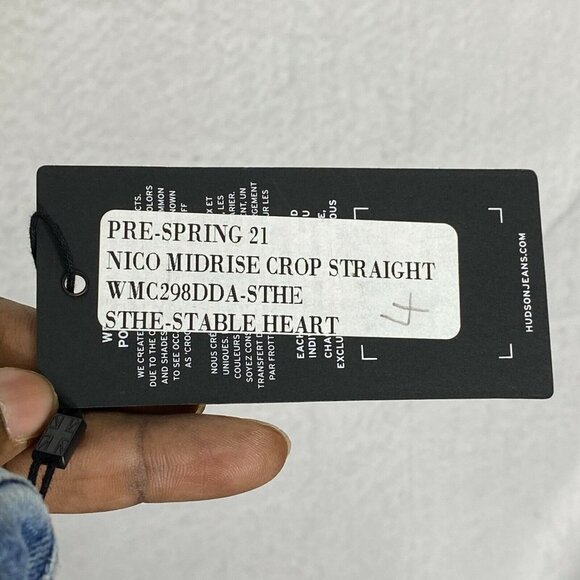 Hudson Womens‎ Nico Mid Rise Blue Denim Comfort Cropped Straight Leg Jeans Sz 25 - Picture 9 of 11